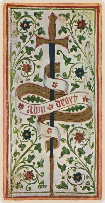 El As de Espadas, facsímil de una carta del tarot del mazo 